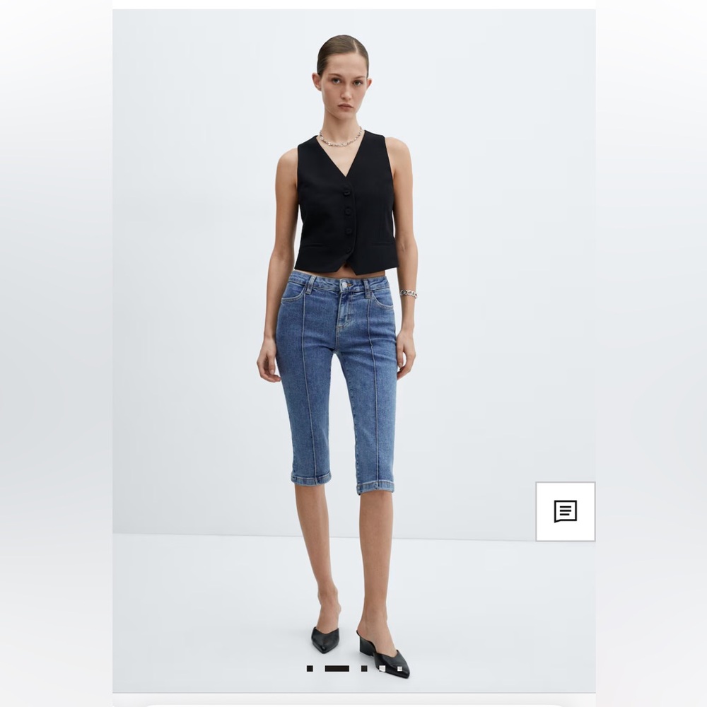 Mango Blue Cropped Capri Jeans